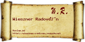 Wieszner Radován névjegykártya